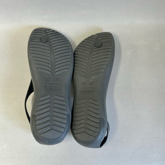 Crocs Sexi flip flop t-strap comfort rubber sandal in black women's size 10 - Picture 8 of 13